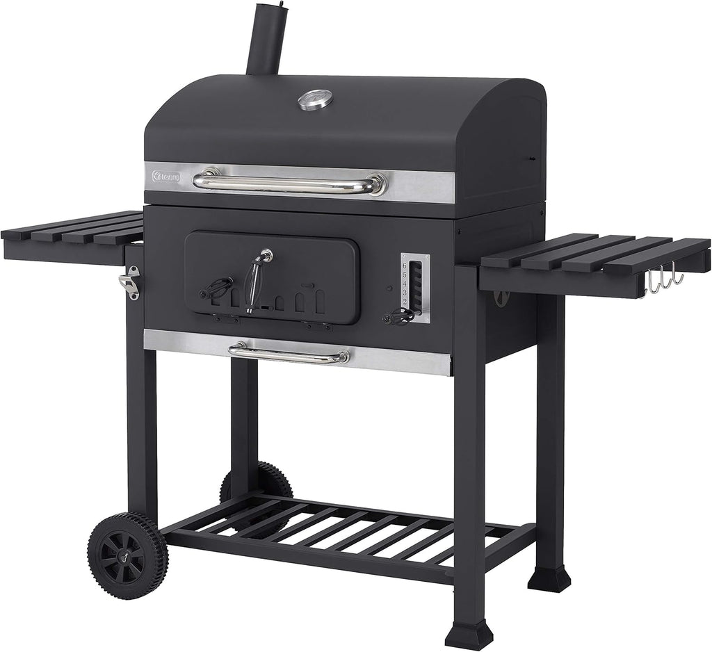 Tepro 1165 Charbon de bois Grill Grill Toronto XXL, surface de cuisson : environ 71,5 x 46 cm, anthracite/acier inoxydable, 90 cm