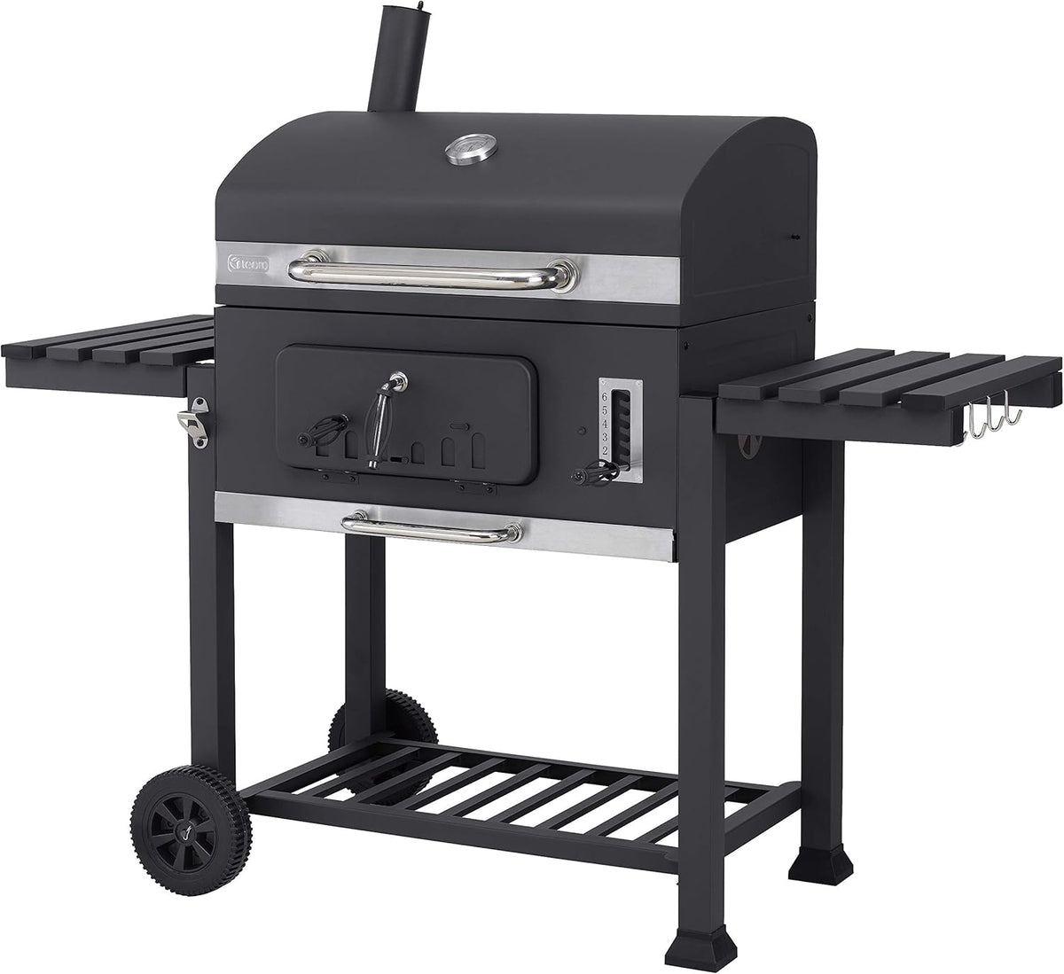 Tepro 1165 Charbon de bois Grill Grill Toronto XXL, surface de cuisson : environ 71,5 x 46 cm, anthracite/acier inoxydable, 90 cm