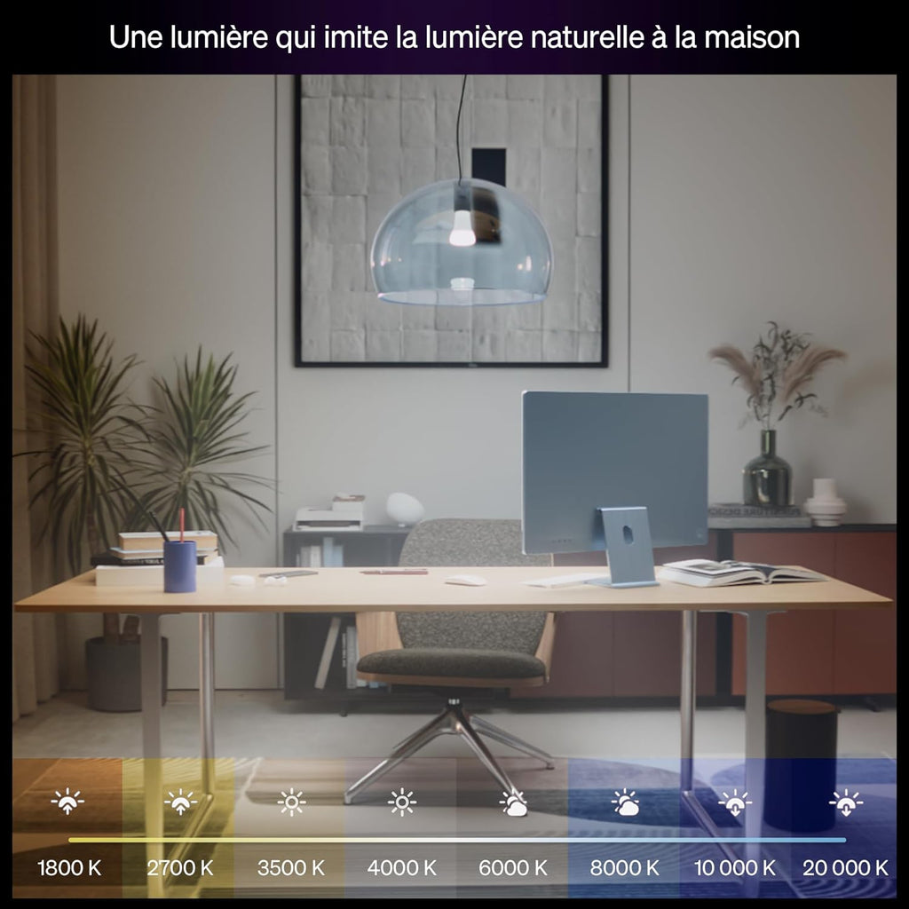 Hue Ampoule LED connectée A60, White and color, Culot E27, 6 W, Spectre complet 1000-2000 K, 810 lumens, Intensité variable, Compatible avec Alexa, Google Assistant et Home, pack de 4