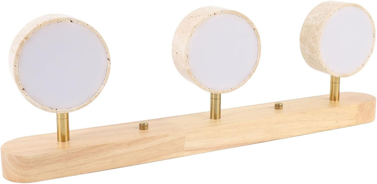 QWUUYEC Lampe de Salle de Bain en Bois Massif 3 Lumières, Applique Murale Moderne, Éclairage Chaud pour Miroir - Installation Fixe, Design Élégant, Ambiance Conviviale pour Entrée et