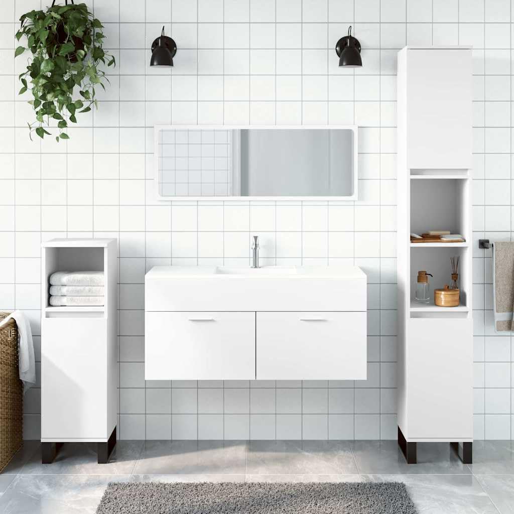 LLEZKBR Ensemble de meubles de salle de bain - Armoire de salle de bain avec miroir - Bois d'ingénierie blanc