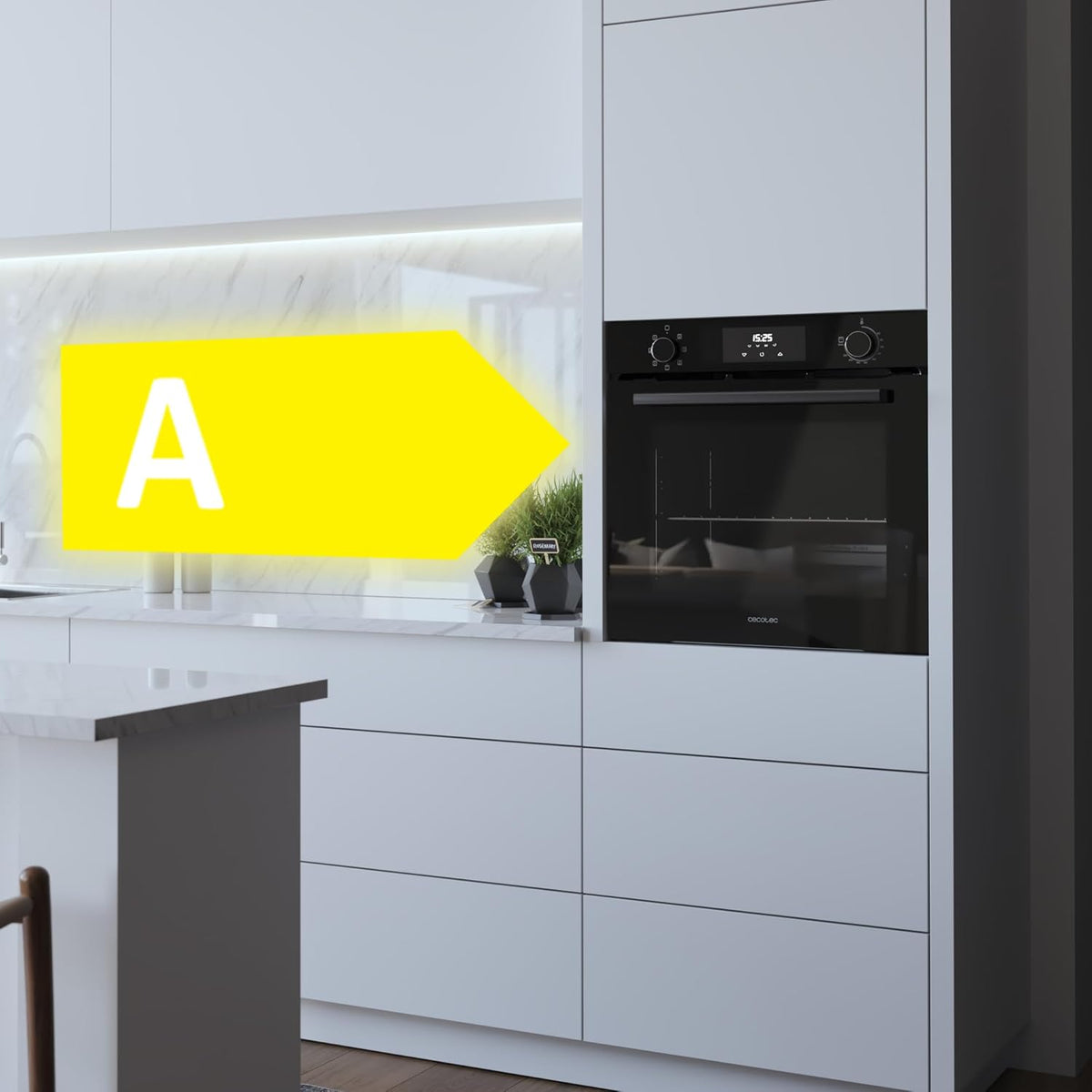 Cecotec Four Multifonction 60cm Bolero Hexa M226000 Glass Black A. 2800W, 72L, 7 Fonctions, Mode Grill, Grill ventilé, Mode Convection, Defrost, Base vapeur X2, Steam EasyClean, Steam Assist