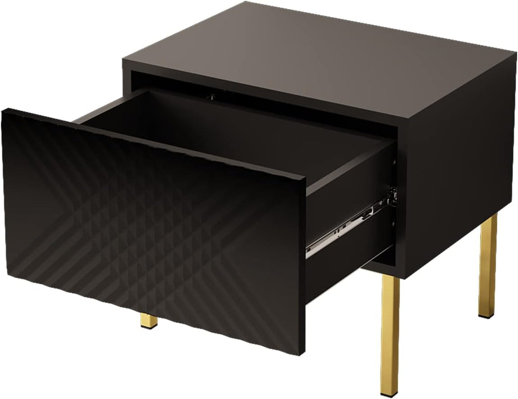 Table de chevet Elarate 50 avec tiroir, armoire de nuit, console de nuit, table d'appoint, commode de chambre pour adulte, chambre à coucher (blancblanc brillant)