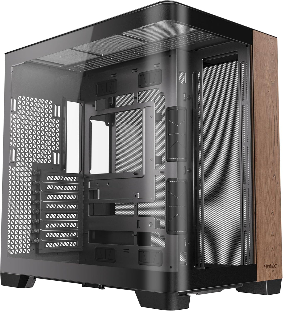 Antec C8 Curve Wood Boîtier PC E-ATX à tour complet, panneau avant en bois, verre incurvé simple super grand angle, disposition double chambre, type C, support de radiateur 360 mm, compatible RTX 40
