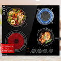 Klarstein Plaque de Cuisson Mixte 4 Feux, Vitrocéramique et Gaz, Acier Inoxydable, 6.4kW