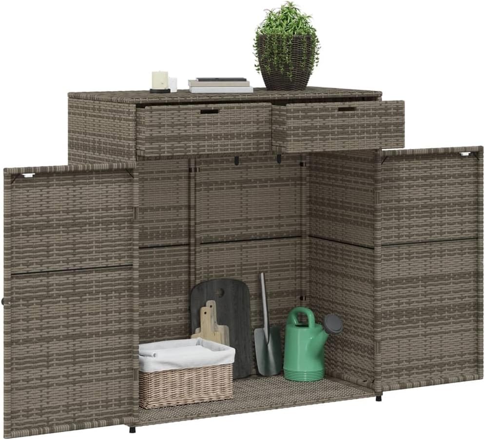 Canditree Armoire de Rangement de Jardin avec 2 Tiroirs 2 Portes, Meuble de Rangement Extérieur pour Outils Coussins (Gris)