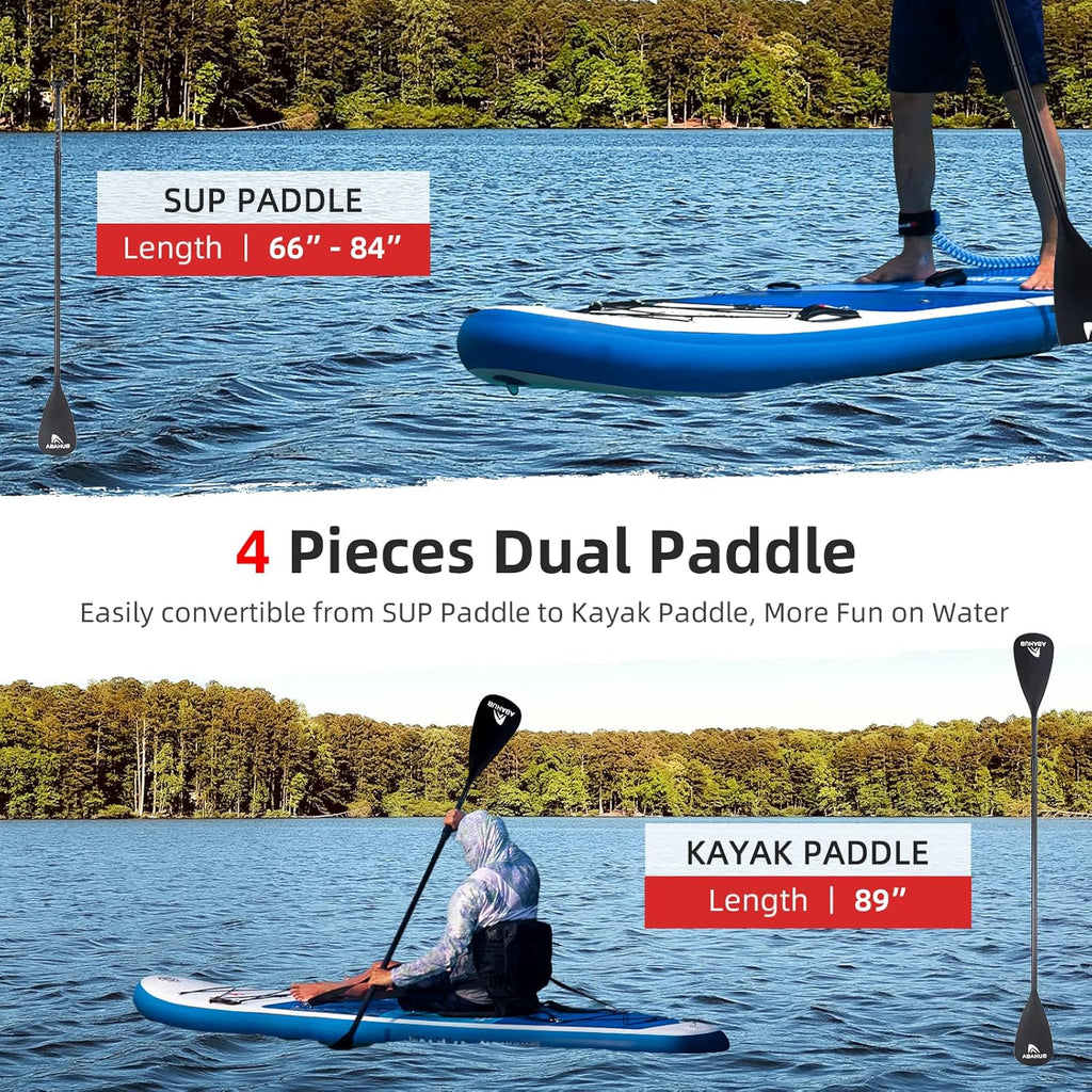Abahub Planche de Sup Gonflable, 320x78x15cm Ensemble de Planche de Stand Up Paddle, Bleu/Vert/Orange avec Pagaie Aluminium Réglable, Siège Kayak