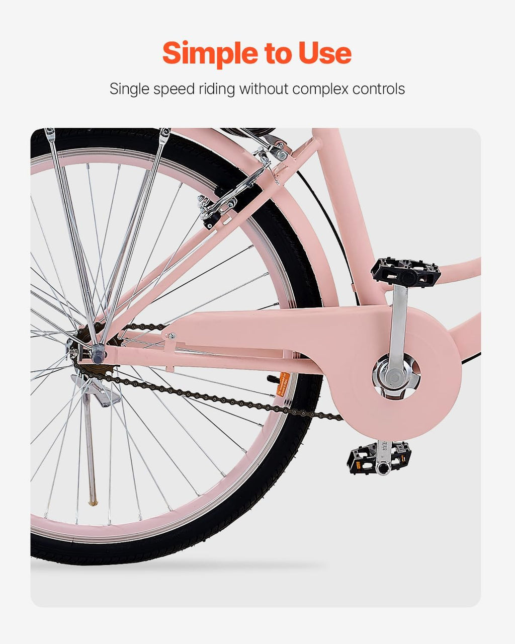 VEVOR Vélo croiseur, Vélo de Plage avec Panier de Grande capacité, Porte-Bagages arrière et siège réglable, sécurisé et Robuste, pour Cyclisme..