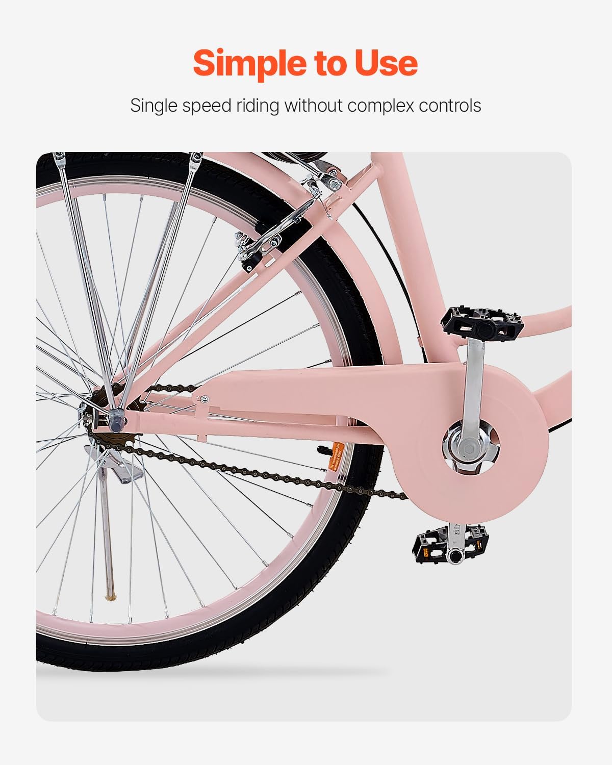 VEVOR Vélo croiseur, Vélo de Plage avec Panier de Grande capacité, Porte-Bagages arrière et siège réglable, sécurisé et Robuste, pour Cyclisme..