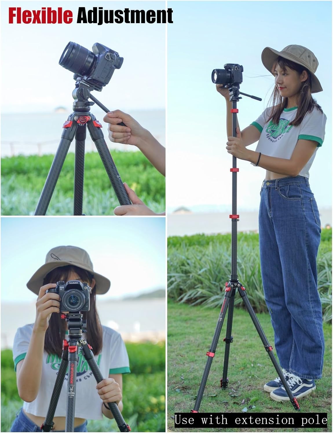 IFOOTAGE Gazelle TC3B+Komodo K3 Trépied en carbone pour appareil photo avec tête fluide, trépied de voyage portable, pour photographie professionnelle, création de contenu, vlogging et production