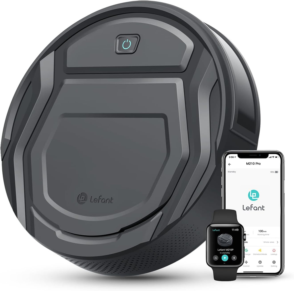 Lefant Aspirateur Robot, Mince Silencieux Connecté WiFi-Bluetooth-Alexa-App, 6 Modes de Nettoyage, Auto-Charge, 120min d'Autonomie, Idéal pour Poils d'animaux Sols Tapis, M210P Girs