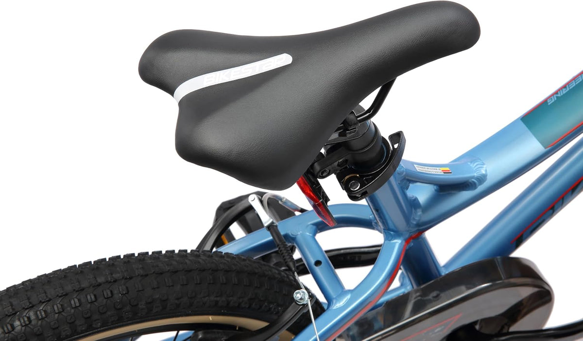 BIKESTAR Vélo Enfant en Aluminium, Garcons et Filles de 5 Ans | Bicyclette de Montagne VTT 18 Pouces avec Freins en V | Bleu