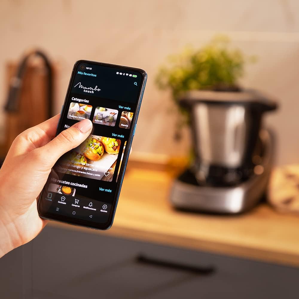 Cecotec Robot de cuisine multifonction Mambo 11090 1600 W 37 fonctions, APP, Balance et Pichet de 3,3 litres en acier inoxydable pour lave-vaisselle, Recette et accessoires