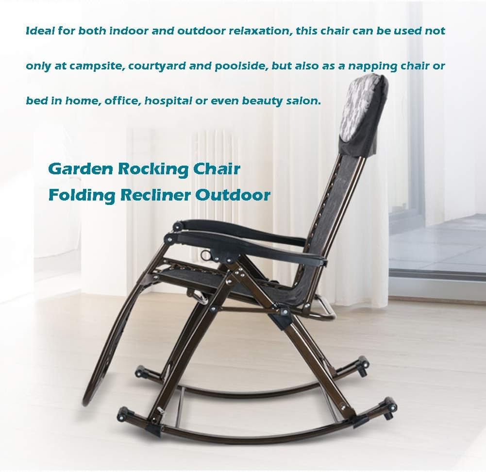 Fauteuil à Bascule Fauteuil à bascule de jardin robuste inclinable - Siège de chaise longue réglable à gravité zéro pour terrasse extérieure, terrasse, pelouse, camping, chaise de détente, support 20