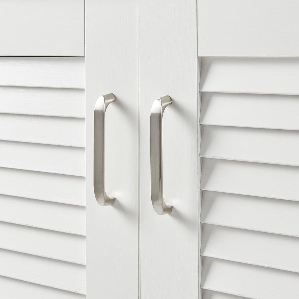 [en.casa] Meuble à Chaussures avec Banquette Armoire à Chaussures pour 18 Paires Meuble de Rangement avec Portes Ajourées MDF 97 x 120 x 36 cm Blanc