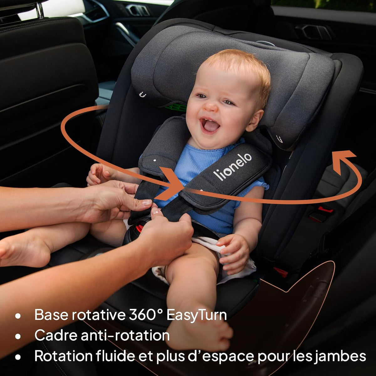 LIONELO Bastiaan RWF i-Size Siège Auto Pivotant 360° 0-36kg, Montage Face et Dos à la Route, ISOFIX, TopTether, Réglage de l'Appui-tête, de la Ceinture de Sécurité et du Dossier