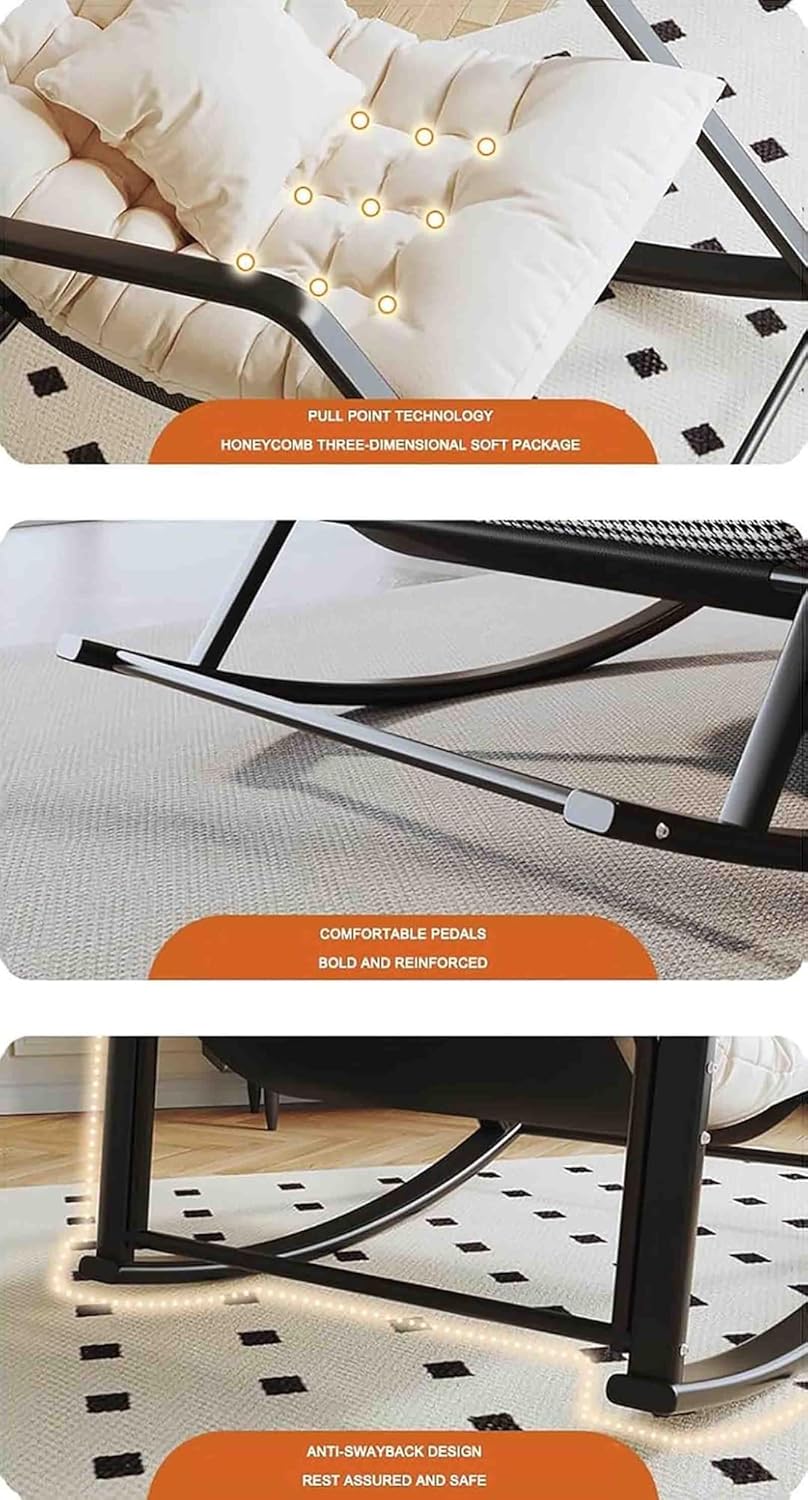 Fauteuils à bascule de jardin, fauteuil à bascule inclinable avec coussin rembourré, pour usage intérieur et extérieur, pour la chambre d'enfant, le porche, le jardin ou la cour arrière. Orange