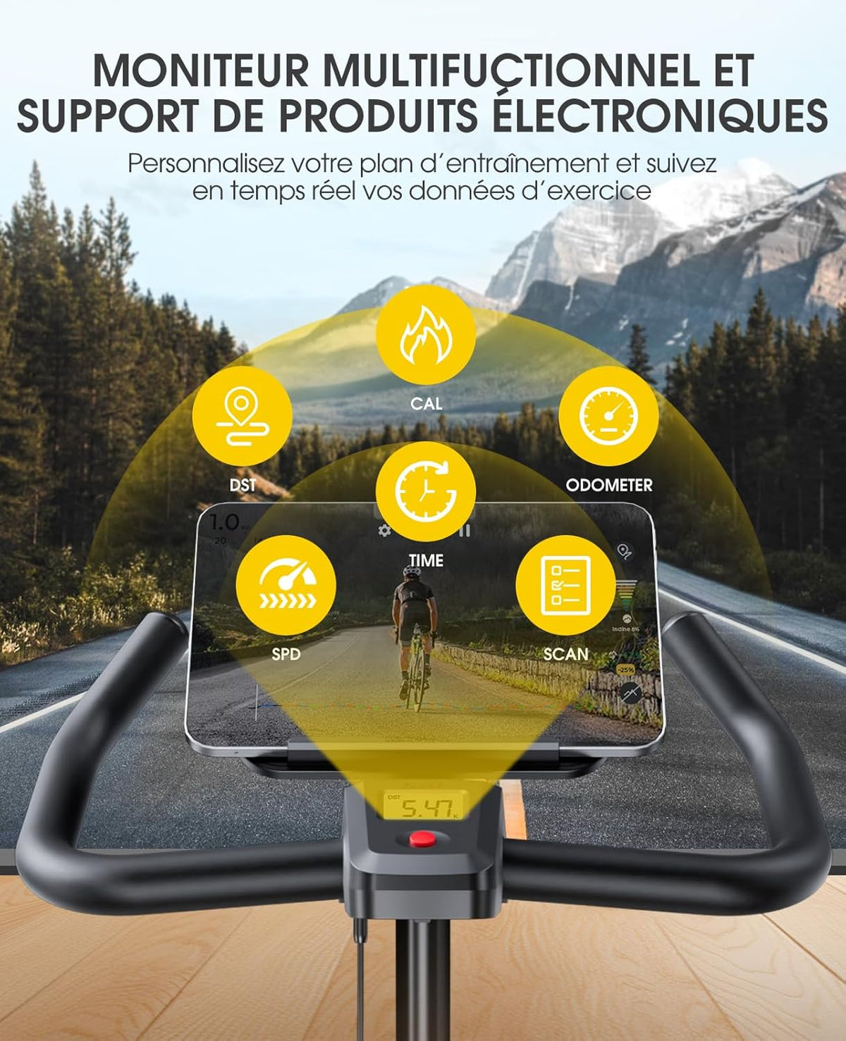 TOPUTURE Vélo D'appartement Connecté APP,Velo D appartement Résistance Magnétique 100 Niveau,Silencieux,LCD Ergomètre,Vélo Exercice Cardio Machine,Personnaliser Votre Sport Maison,Capacité 150KG