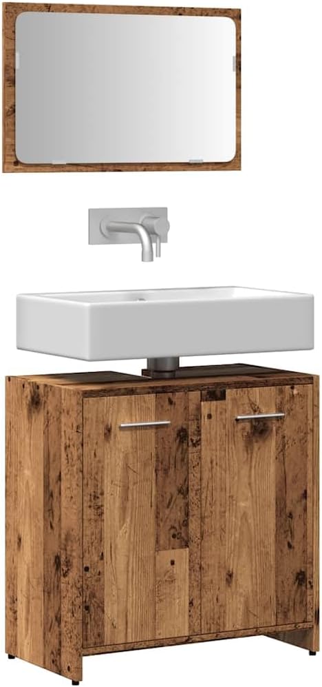 WSJHUHK Meubles, ensembles de meubles, ensembles de meubles de salle de bain, armoire de salle de bain avec miroir, bois d'ingénierie vieux bois