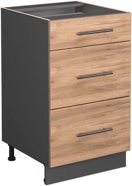 Vicco Meuble Cuisine Fame-Line, Chêne de Force doré/Anthracite, 50 cm sans Plan de Travail