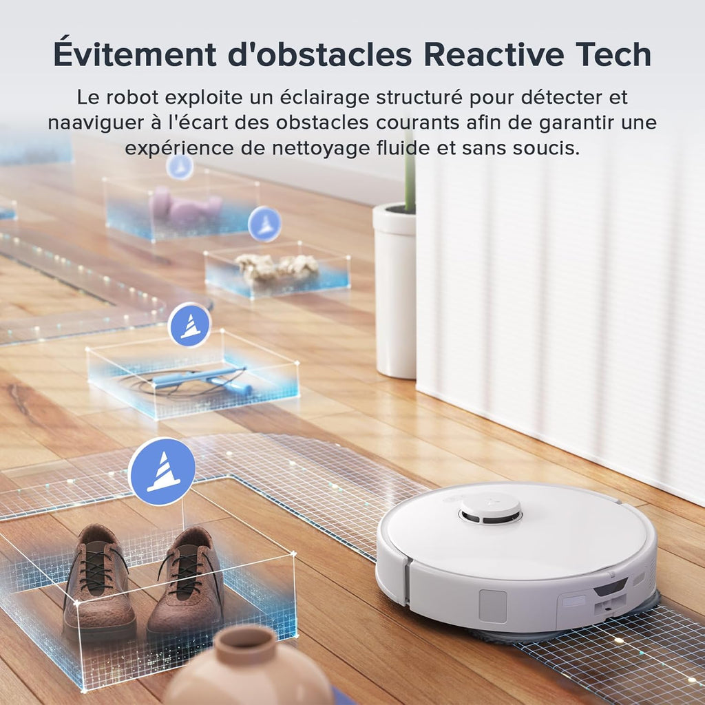 roborock Qrevo Curv S5X Robot Aspirateur Laveur, 18 500 Pa, Anti-enchevêtrement, Brosse et Serpillière Extensibles, 75℃ Lavage de Serpillière à l'eau Chaude, Station Multifonctionnelle 3.0, APP