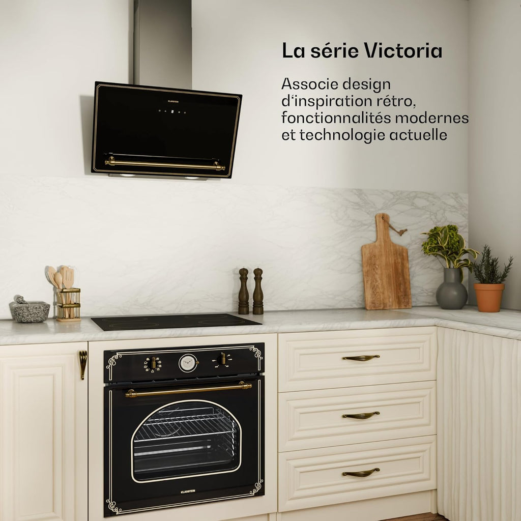 Klarstein Victoria Plaque À Induction Encastrable - 4 Zones, 7000 W Avec Boosters, Curseur & Minuterie, Verrouillage Parental, Vitrocéramique Noire, Largeur 59 cm