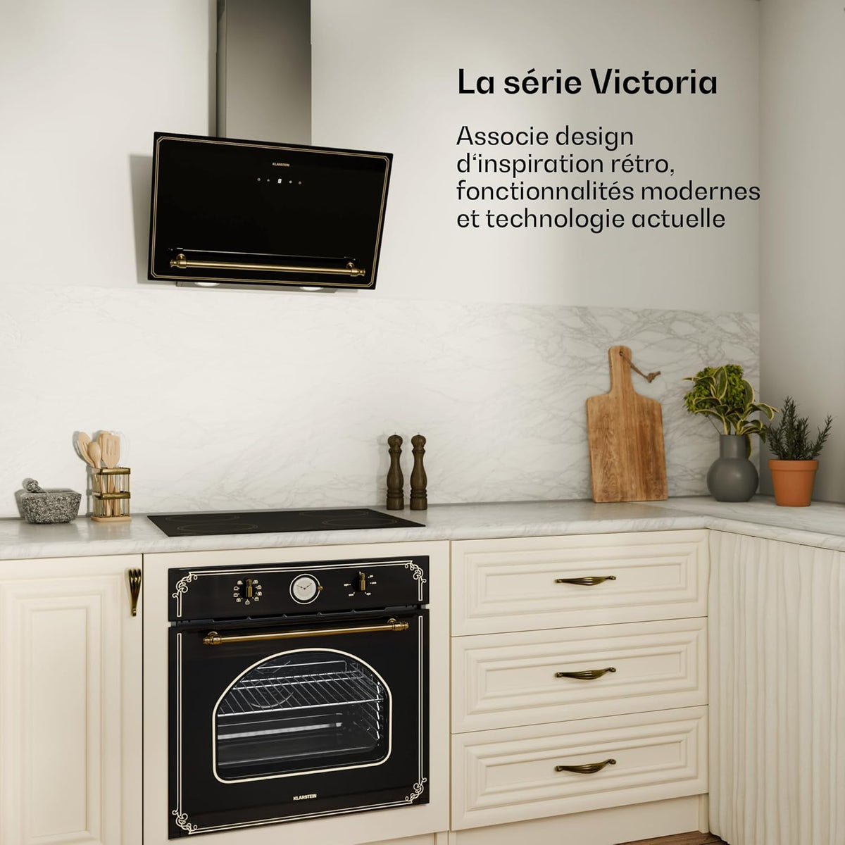Klarstein Victoria Plaque À Induction Encastrable - 4 Zones, 7000 W Avec Boosters, Curseur & Minuterie, Verrouillage Parental, Vitrocéramique Noire, Largeur 59 cm