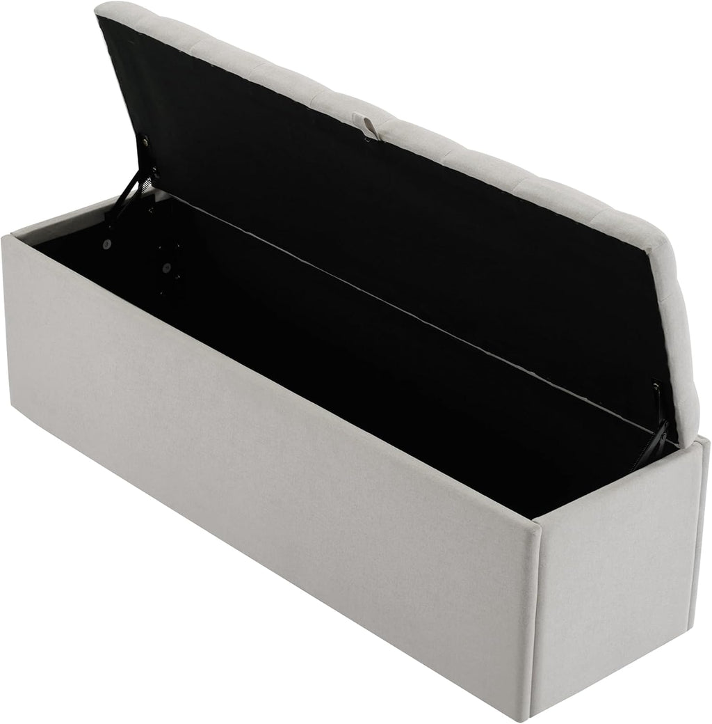 WEALTHOUSE Banc de rangement rembourré pour chambre à coucher - Meuble de rangement - Banc de rangement - Tabouret - Meuble moderne - Solution de rangement - Banc de lit - Coffre de rangement lin