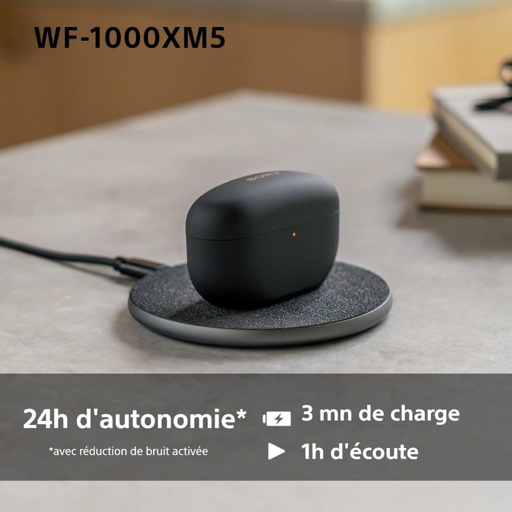 WF-1000XM5 écouteurs sans Fil à réduction de Bruit, Bluetooth, Intra-Auriculaires avec Micro, 36 Heures d'autonomie, Charge Rapide, IPX4, Compatible iOS et Android - Noir
