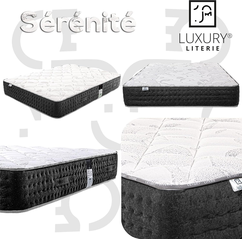 Luxury Literie | Matelas Sérénité 140 x 190 cm | Ressorts Ensachés | Mousse Haute Densité | Indépendance de Couchage | Soutien Ferme et Durable | 27cm