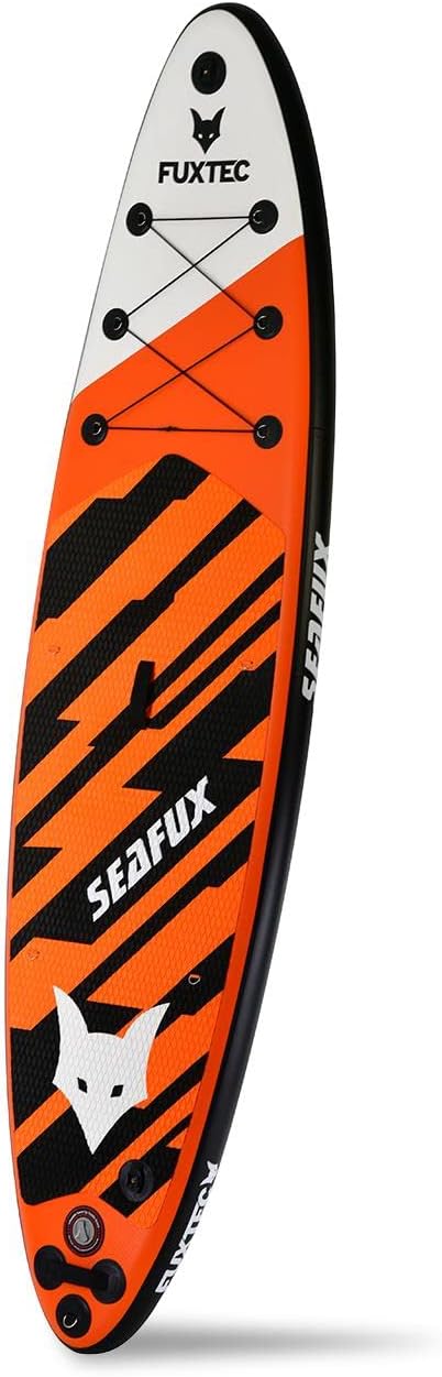 Fuxtec Stand Up Paddle Board Sea Cruiser Gonflable - 320 x 81 x 15 cm avec 3 Ailerons - Randonnée en Mer Supporte Jusqu'à 150kg - Sac à Dos Inclus