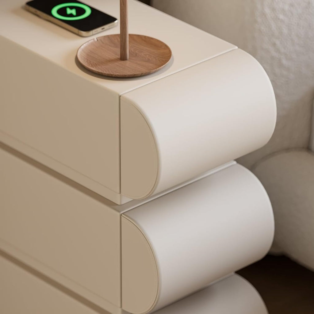 Homary Table de Chevet LED Intelligente Étroite 3 Tiroirs, Chargeur sans Fil USB/Type-C, Petit Meuble de Rangement pour Chambre Adulte (1, Étroit)