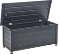 Beliani Coffre d'Extérieur de Rangement en Aluminium 113 x 50 cm Meuble de Jardin Gris Foncé Campalto