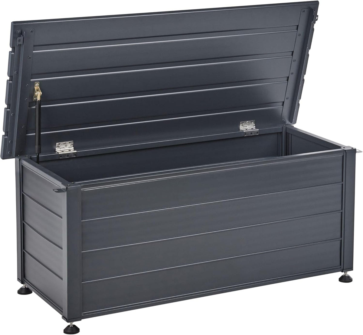 Beliani Coffre d'Extérieur de Rangement en Aluminium 113 x 50 cm Meuble de Jardin Gris Foncé Campalto