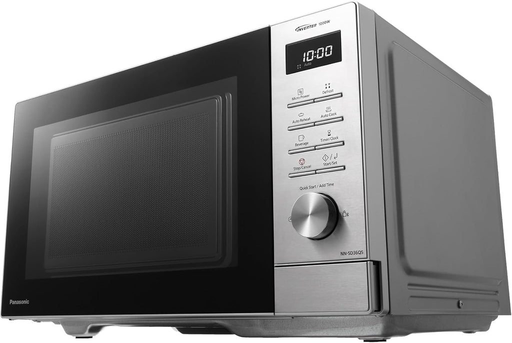 Panasonic NN-SD36QSEPG 29L Four à Micro-Ondes Solo en acier inoxydable, 1000W, Décongélation Automatique, 11 Programmes Automatiques, Molette