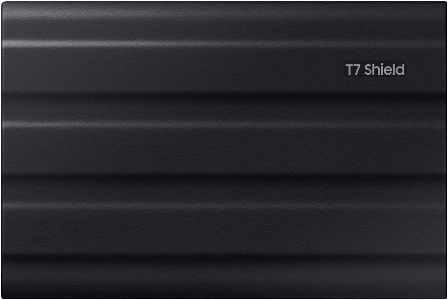 SSD Externe T7 Shield, 2 To, Noir, MU-PE2T0S/EU, vitesse de lecture/écriture jusqu'à 1050Mo/s, USB 3.2 Gen 2