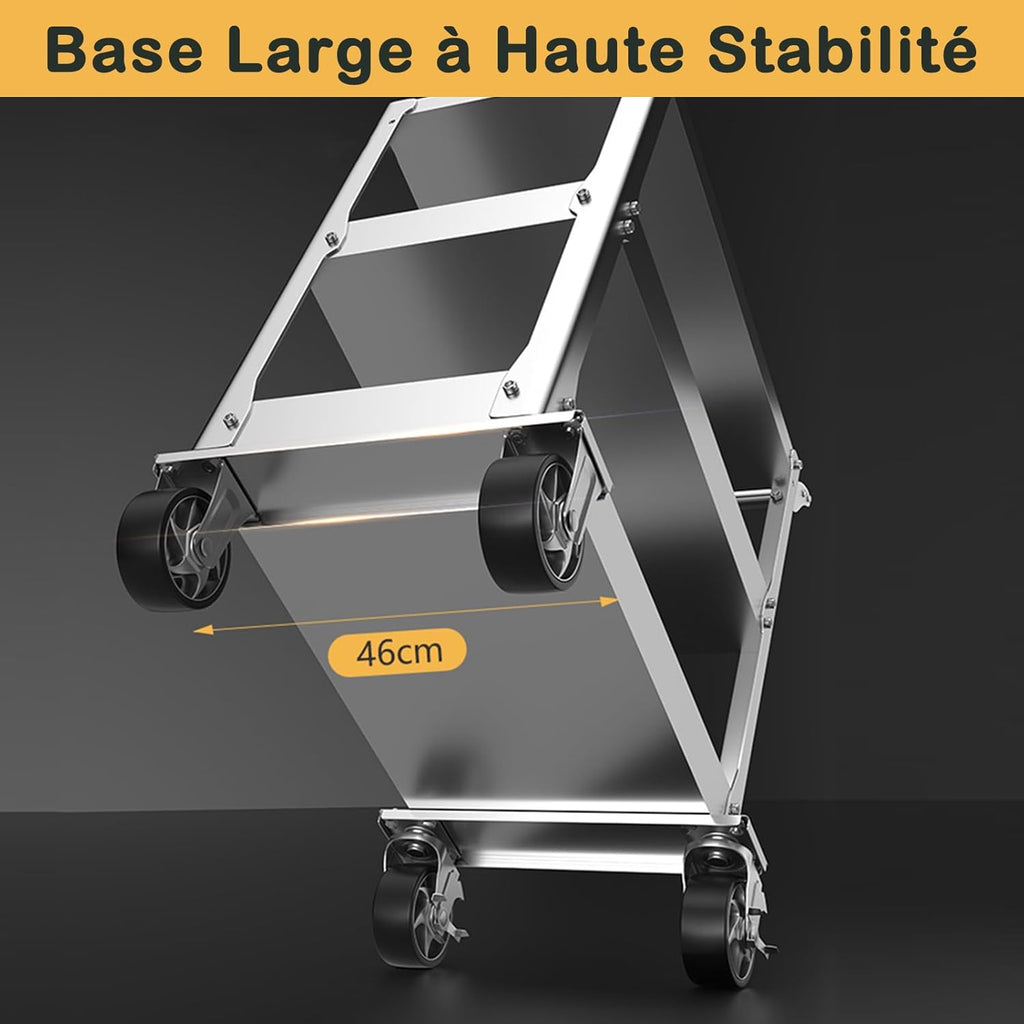 Vockol Chariot d'Atelier en Acier Inoxydable, Chariot à Outils à 3 Étages d'une Capacité de 500kg, Chariot de Travail, Chariot Servante d'Atelier pour Garage, Atelier, Cuisine, 78 x 46 x 92 cm
