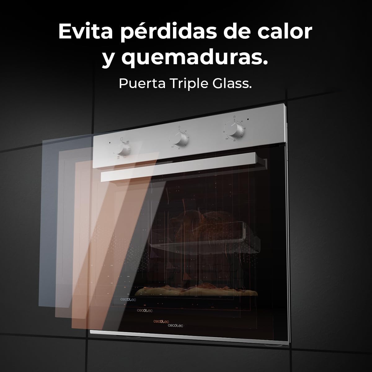 Cecotec Four intégrable multifonctions Bolero Hexa M236000 Line Time A.Four multifonctions Capacité de 70 L, 6 fonctions, classe A, 2800 W