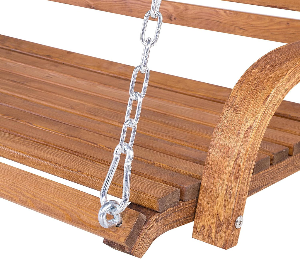 Balancelle de Jardin en Bois Foncé Assise Confortable et Élégante pour Terrasse au Style Campagne Beliani