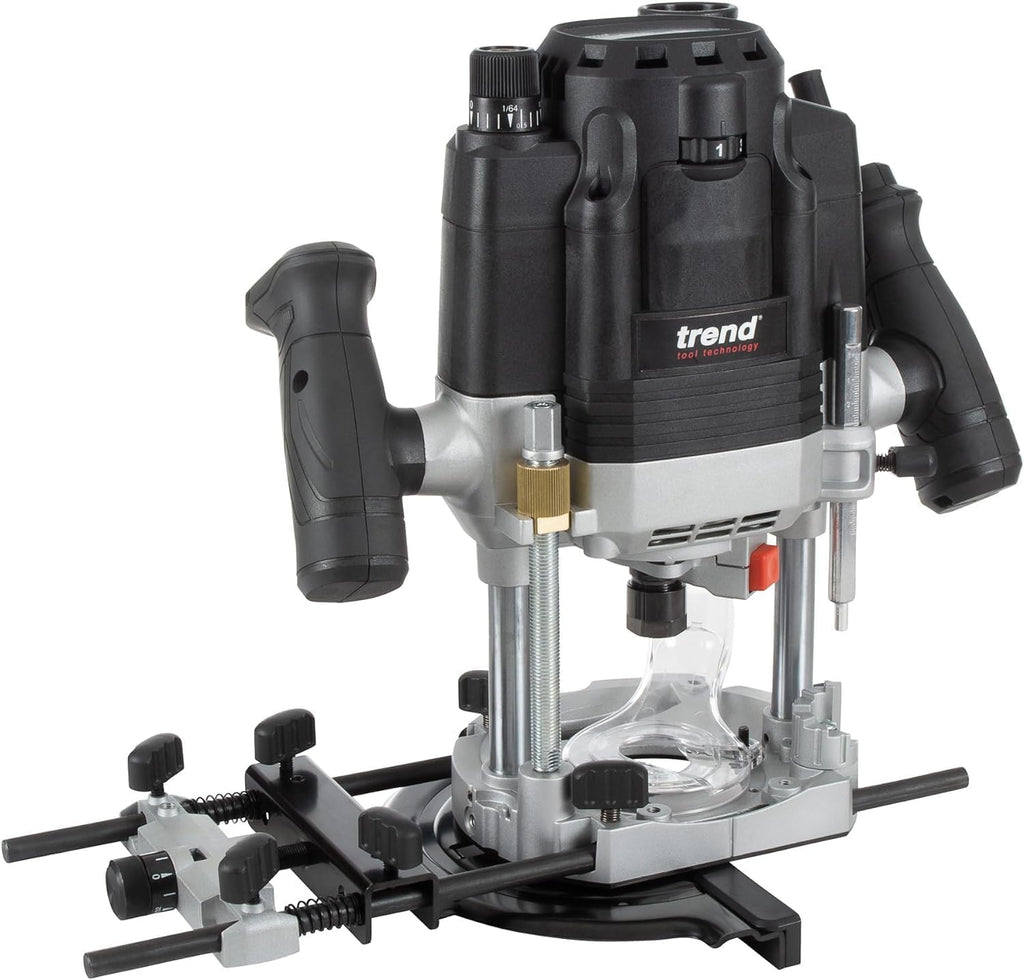 Trend T8 Défonceuse à Plongée Double Mode 12mm pour Atelier, Conçue pour Utilisation Manuelle et Table, 2200W, 230V, Noir, T8EK/EURO