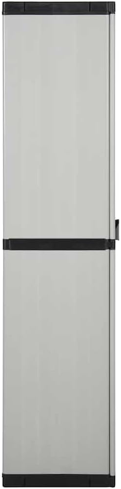 Makastle Armoire de Rangement D'extérieur avec 2 Portes et 3 Étagères, Casiers Multifonctionnels pour Jardin, Balcon, Terrasse, 68x40x168cm Gris PP