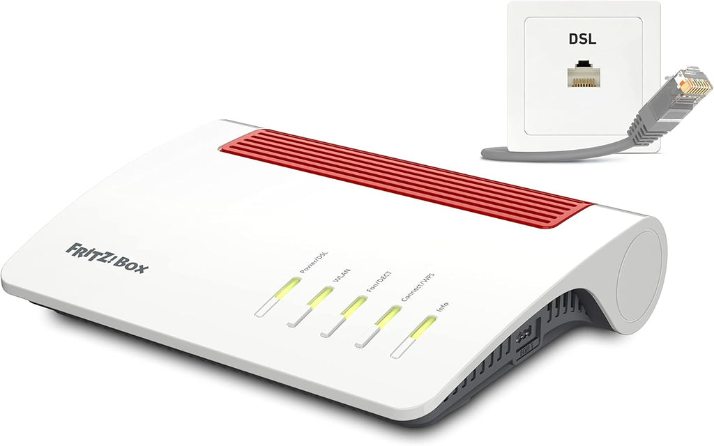 AVM Fritz!Box 7590 AX Edition (Routeur Wi-FI 6, 2400 Mbps (5 GHz) & 1200 Mbps (2,4 GHz), y Compris clé USB SanDisk, Mesh Wi-FI, Base DECT)