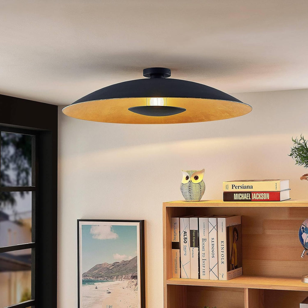 Lindby Plafonnier Narisara à intensité variable Moderne en Noir Métal e. a. pour Salon et Salle manger 1 lampe,à E27 , Luminaire Lampe Plafond Eclerage Eclairage Interieur