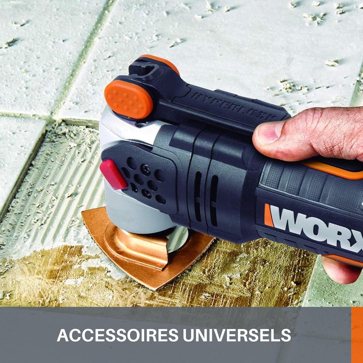 WORX Outil Multifonctions Sonicrafter F50 450W WX681, Pour Couper, Polir, Poncer, Gratter, Enlever, Multimatériaux, Accessoires universels, Livré Avec Coffret de Rangement et 39 Acessoires