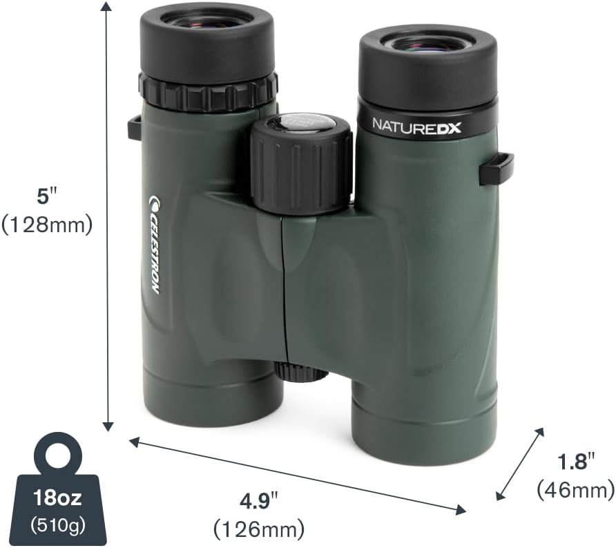 Celestron 71331 Nature DX 10x32 BaK-4 Prism Binoculars, Green