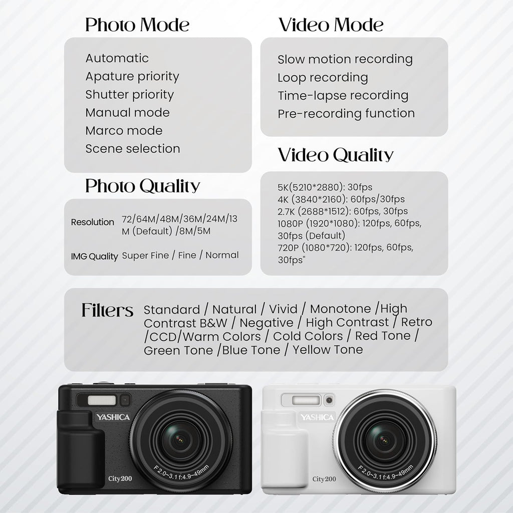 YASHICA City 200 Appareil photo numérique (Noir)