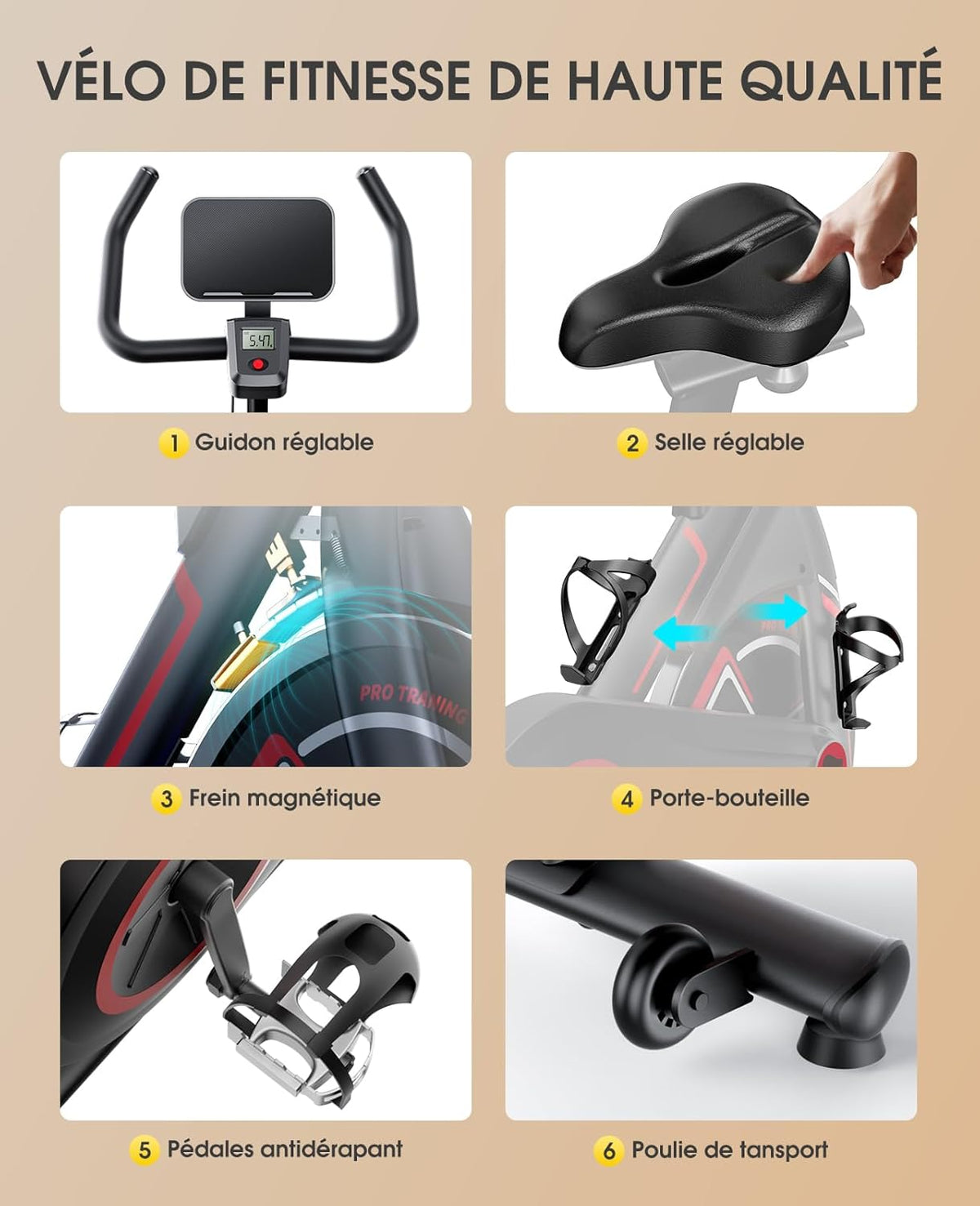 TOPUTURE Vélo D'appartement Connecté APP,Velo D appartement Résistance Magnétique 100 Niveau,Silencieux,LCD Ergomètre,Vélo Exercice Cardio Machine,Personnaliser Votre Sport Maison,Capacité 150KG