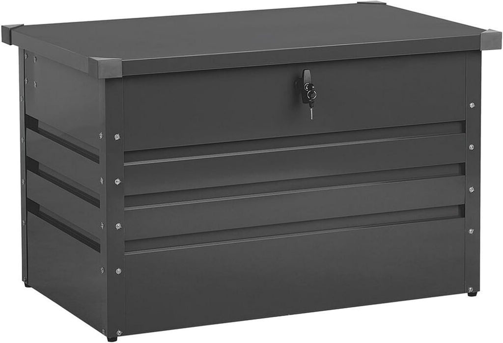 Coffre de Rangement Extérieur 100 x 62 cm 300 Litres en Acier Galvanisé Gris Foncé Idéal pour les Accessoires de Jardin Durable et Décoratif Beliani