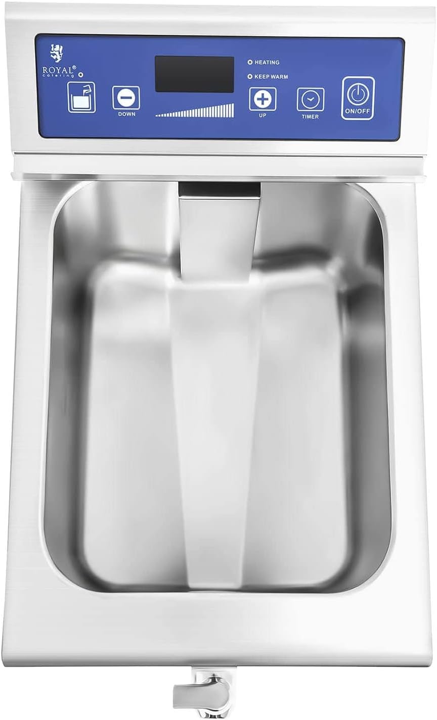 Royal Catering Friteuse à Induction 10L, 3.500W, 60-200C, avec Vanne de Vidange et Minuterie Electrique Professionnelle Horeca
