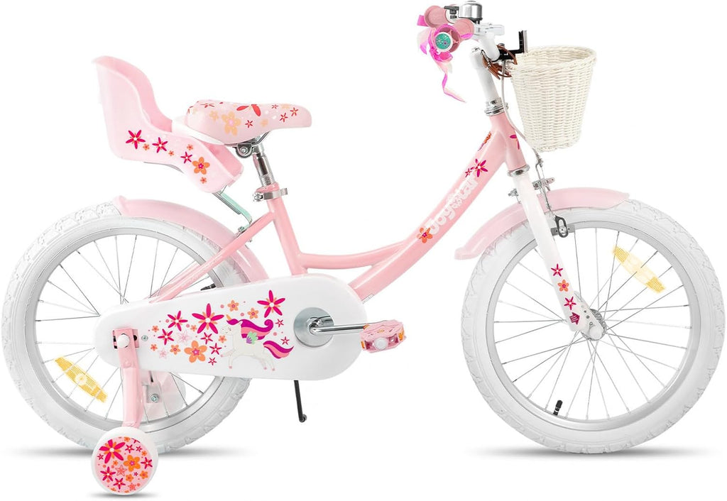 JOYSTAR Vélo Licorne 12/14/16/18 Pouces pour Filles 2-9 Ans, vélo Enfant avec siège vélo poupée et Roues stabilisatrices& Panier